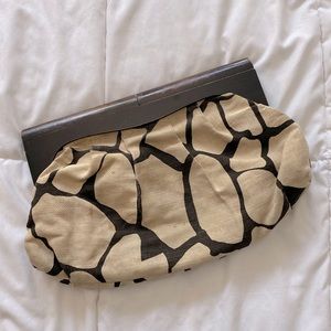 Old Navy Wood and Canvas Clutch